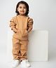 Cot & Candy Organic Cotton Full Sleeves Solid Hoodie & Joggers Set - Bronze
