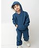 Cot & Candy Organic Cotton Full Sleeves Solid Hoodie & Joggers Set - Dark Blue