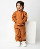 Cot & Candy Organic Cotton Full Sleeves Solid Hoodie & Joggers Set - Orange