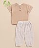 Cot & Candy Organic Cotton Half Sleeves Solid Tee & Pant Set - Tan