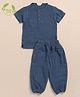 Cot & Candy Organic Cotton Half Sleeves Solid Tee & Pant Set - Navy Blue