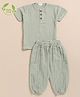 Cot & Candy Organic Cotton Half Sleeves Solid Tee & Lounge Pants Set - Sea Green & Off White