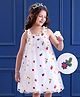 Mark & Mia Sleeveless Party Frock with Floral Embroidery & Frill Detailing - White