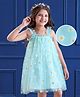 Mark & Mia Net Woven Sleeveless  A Line Party Dress with Frill Detailing & Floral Print - Mint Green