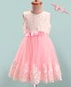 Mark & Mia Woven Sleeveless Party Dress with Bow Headband  & Floral Embroidery - Pink