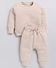 Cot & Candy Organic Cotton Full Sleeves Solid Sweatshirt & Joggers Set - Beige