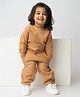 Cot & Candy Organic Cotton Full Sleeves Solid Sweatshirt & Joggers Set - Bronze