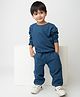 Cot & Candy Organic Cotton Full Sleeves Solid Sweatshirt & Joggers Set - Dark Blue