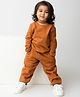 Cot & Candy Organic Cotton Full Sleeves Solid Sweatshirt & Joggers Set - Orange