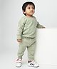 Cot & Candy Organic Cotton Full Sleeves Solid Sweatshirt & Joggers Set - Green