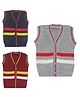 KNITCO Pack Of 3 Sleeveless Striped Self Designed Sweater Vest - Maroon Black & Grey
