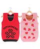 KNITCO Pack Of 2 Sleeveless Floral & Strawberry Designed Sweater Vests - Pink & Red