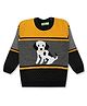 KNITCO Full Sleeves Dog Designed & Colour Blocked Sweater - Mustard