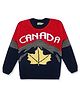KNITCO Full Sleeves Maple Leaf Designed & Colour Blocked Sweater - Red & Navy Blue
