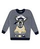 KNITCO Full Sleeves Dog Designed & Striped Sweater - Grey