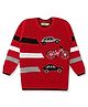 KNITCO Full Sleeves Car Designed & Rugby Striped Sweater - Red
