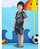 Polka Tots Cotton Half Sleeves Brush Printed Coordinating Shirt & Shorts Set - Black