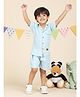 Polka Tots Cotton Half Sleeves Solid Coordinating Shirt & Shorts Set - Blue