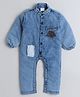 Polka Tots Denim Puff Sleeve Camping Printed  Footsie Romper - Blue