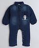Polka Tots Denim Puff Sleeve Panda Printed  Footsie Romper - Blue