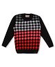 KNITCO Full Sleeves Houndstooth Designed Sweater - Black