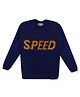KNITCO Full Sleeves Speed Text Designed Sweater - Navy Blue