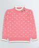 KNITCO Full Sleeves Hearts Designed Bow Applique Loose Fit Sweater - Pink