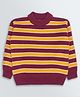 KNITCO Full Sleeves Striped Loose Fit Sweater - Maroon & Yellow