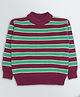 KNITCO Full Sleeves Striped Loose Fit Sweater - Maroon & Green