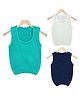 KNITCO Pack Of 3 Sleeveless Solid Sweater Vests - Green White & Navy