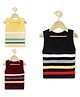 KNITCO Pack Of 3 Sleeveless Striped Sweater Vests - Yellow, Maroon & Black