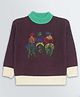 KNITCO Full Sleeves Cowboys Embroidered Loose Fit Sweater - Wine