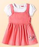 Babyhug Cotton Knit Floral Embroidered Frock & Solid Inner Tee - Red & White