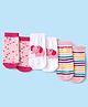 Cute Walk by Babyhug Ankle Length Antibacterial Anti Skid Socks with Stripes Polka Dots & Elephant Design Pack Of 3 - Pink & White