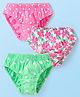 Babyhug 100% Cotton Knit Antibacterial Panties with Floral & Polka Dots Print Pack of 3 - Pink & Green