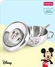 Babyhug Disney Mickey Mouse Steel Feeding Bowl with Spoon and Lid| Easy to Clean & Maintain| Encourage Self Feeding| Laser Print| Dishwasher Safe| Gifting Option Silver - 300 ml