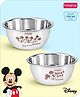 Babyhug Disney Mickey Mouse Stainless Steel Feeding Bowl Set | Easy to Clean & Maintain| Encourage Self Feeding| Laser Print| Dishwasher Safe| Gifting Option Silver Pack of  2 - 150 ml