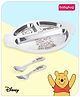 Babyhug Disney Winnie The Pooh Stainless Steel Section Plate Set With Spoon & Fork| Easy to Clean & Maintain| Encourage Self Feeding| Laser Print| Dishwasher Safe| Gifting Option - Silver