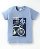 CUCUMBER Sinker Knit Half Sleeves T-Shirt with Bicycle  Print - Light Blue
