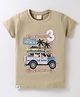 CUCUMBER Sinker Knit Half Sleeves T-Shirt with Vehicle Print - Olive Green