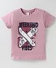 CUCUMBER Sinker Knit Half Sleeves T-Shirt with Sports Theme Text Print - Pink
