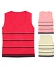 Elefantino Pack Of 3 Sleeveless Striped Sweater Vests - White Pink & Red