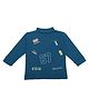 CUTOPIES Cotton Full Sleeves Typography & Numerical Printed Tee - Peacock Blue