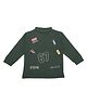CUTOPIES Cotton Full Sleeves Race Typography & Numerical Printed Tee - Green