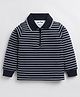 CUTOPIES Fleece Full Sleeves Striped Polo Tee - Grey