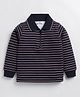 CUTOPIES Fleece Full Sleeves Striped Polo Tee - Maroon