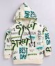 CUTOPIES Cotton Full Sleeves Text Printed Hooded Sweatshirt - Cream