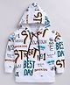 CUTOPIES Cotton Full Sleeves Text Printed Hooded Sweatshirt - White