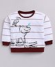 CUTOPIES Interlock Full Sleeves Animals Printed Striped Sweatshirt -White & Maroon