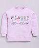 CUTOPIES Cotton Full Sleeves Floral & Text Printed Sweatshirt - Purple